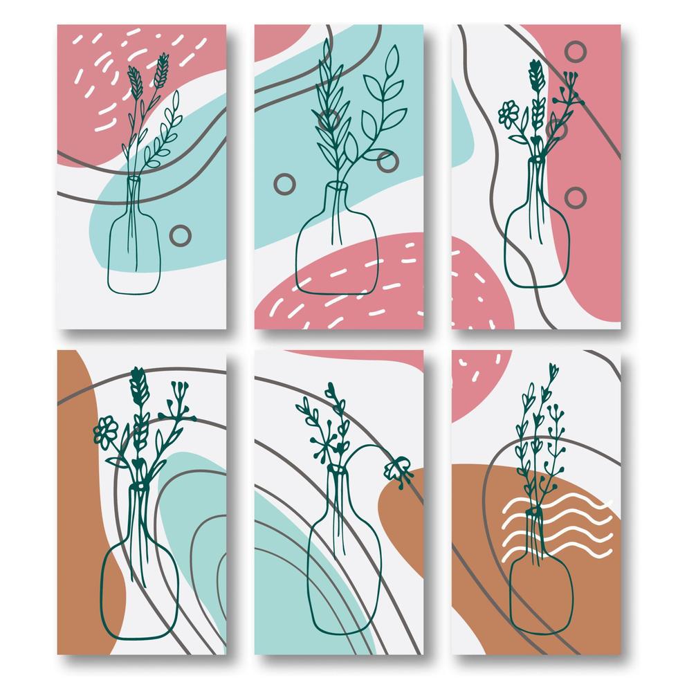 hand- getrokken bloem abstract behang verzameling vector