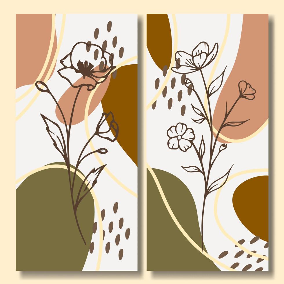 hand- getrokken bloem abstract achtergrond verzameling vector