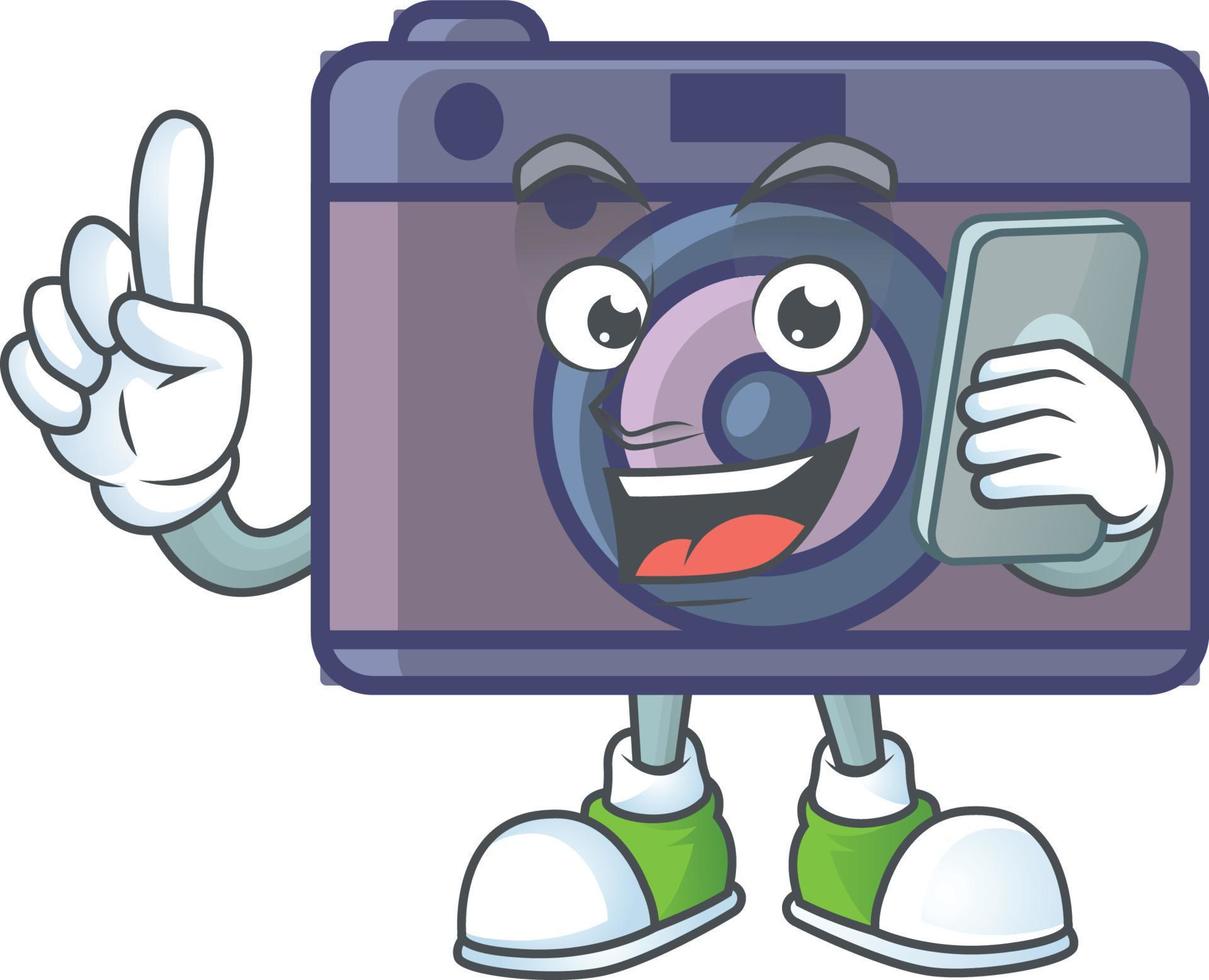 een schattig beeld van retro camera tekenfilm karakter vector