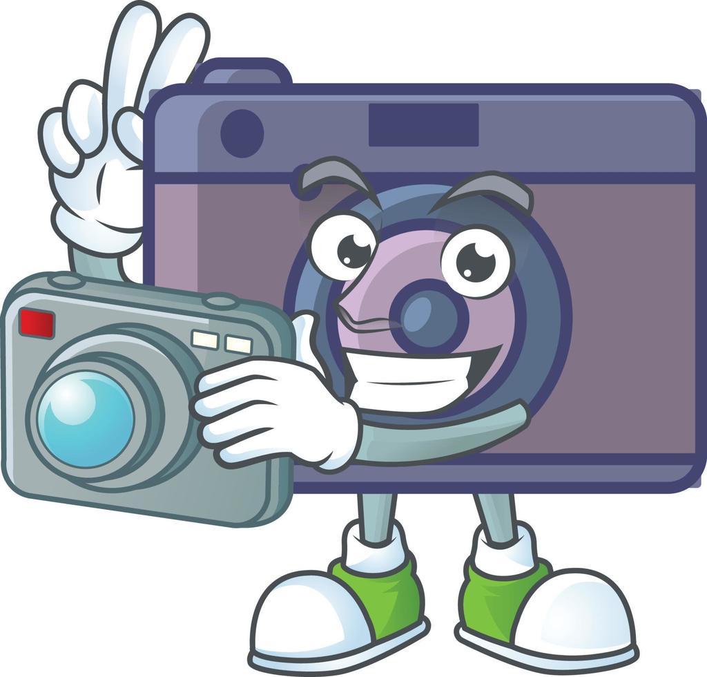 een schattig beeld van retro camera tekenfilm karakter vector