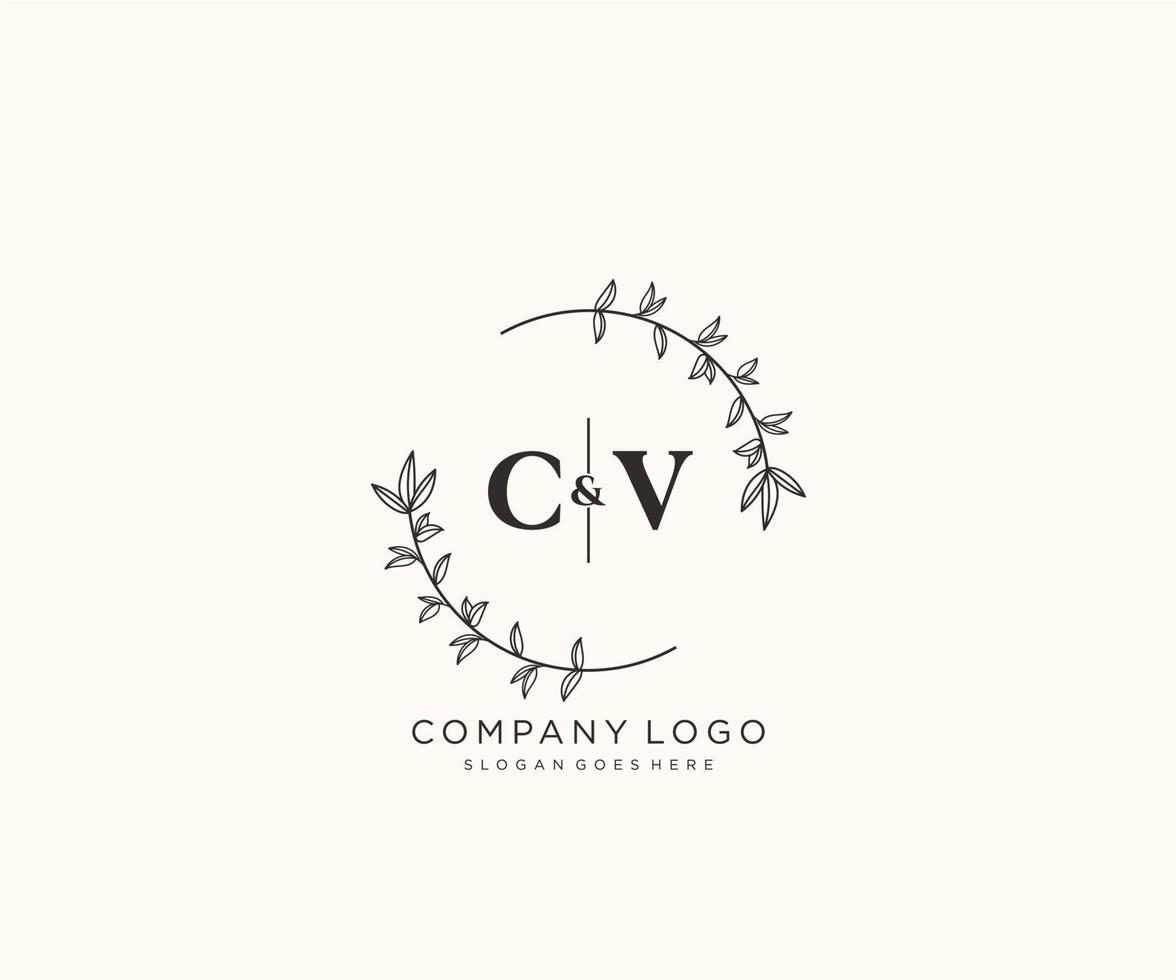 eerste CV brieven mooi bloemen vrouwelijk bewerkbare premade monoline logo geschikt voor spa salon huid haar- schoonheid winkel en kunstmatig bedrijf. vector
