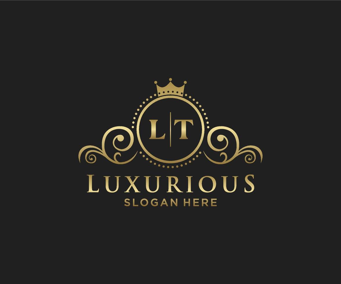 eerste lt brief Koninklijk luxe logo sjabloon in vector kunst voor restaurant, royalty, boetiek, cafe, hotel, heraldisch, sieraden, mode en andere vector illustratie.