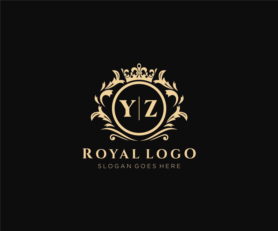 eerste yz brief luxueus merk logo sjabloon, voor restaurant, royalty, boetiek, cafe, hotel, heraldisch, sieraden, mode en andere vector illustratie.