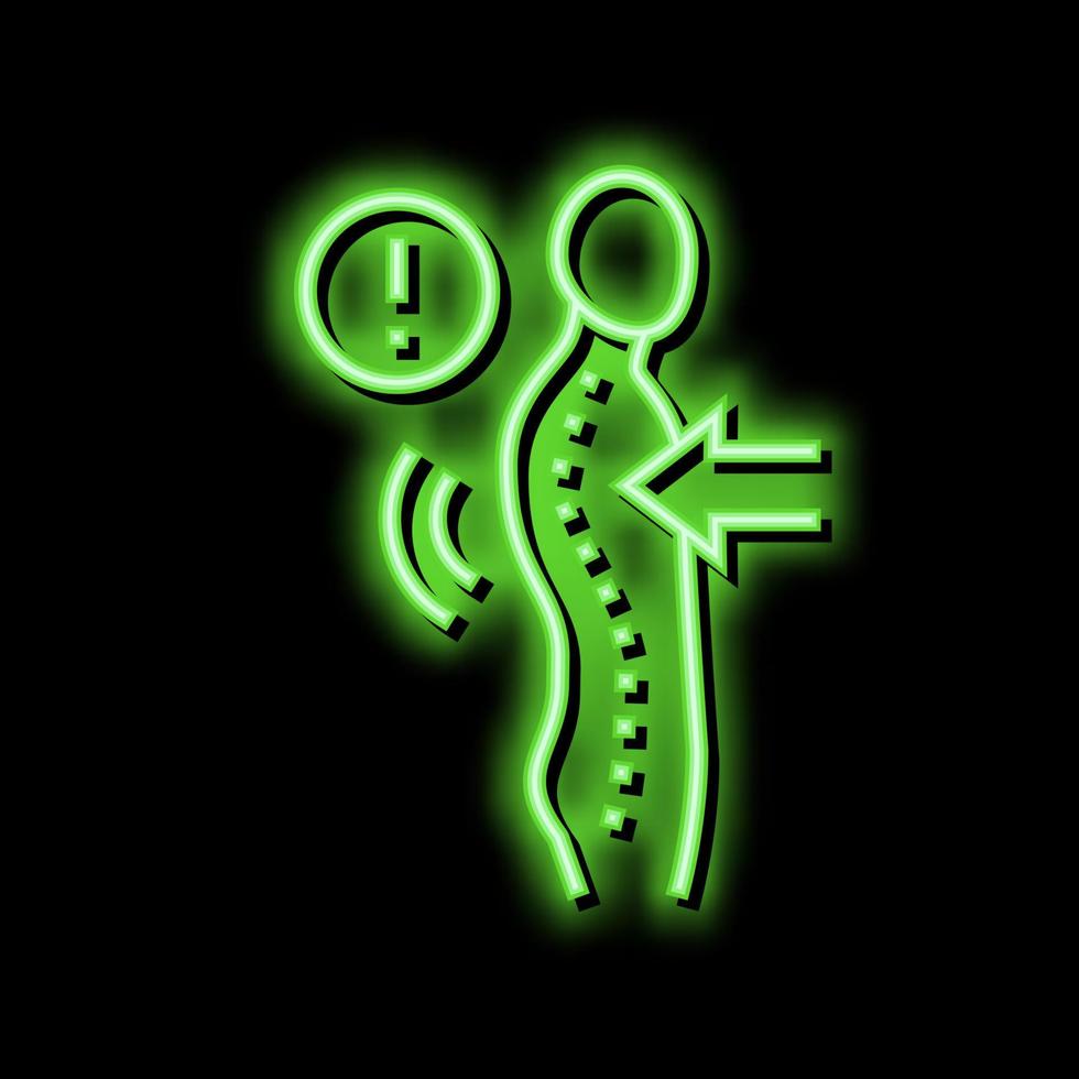 kyfose ziekte neon gloed icoon illustratie vector