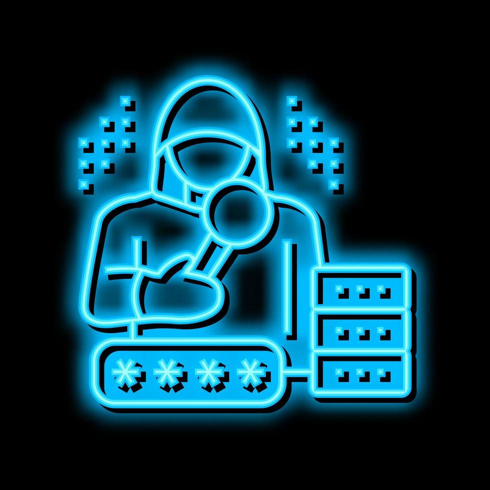 hacker digitaal dief neon gloed icoon illustratie vector