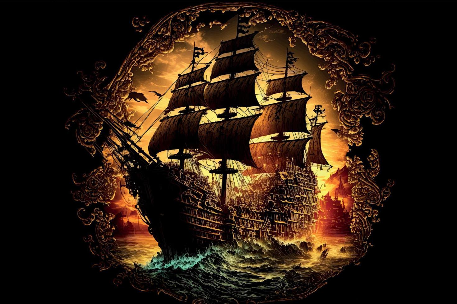 piraat schip achtergrond vector