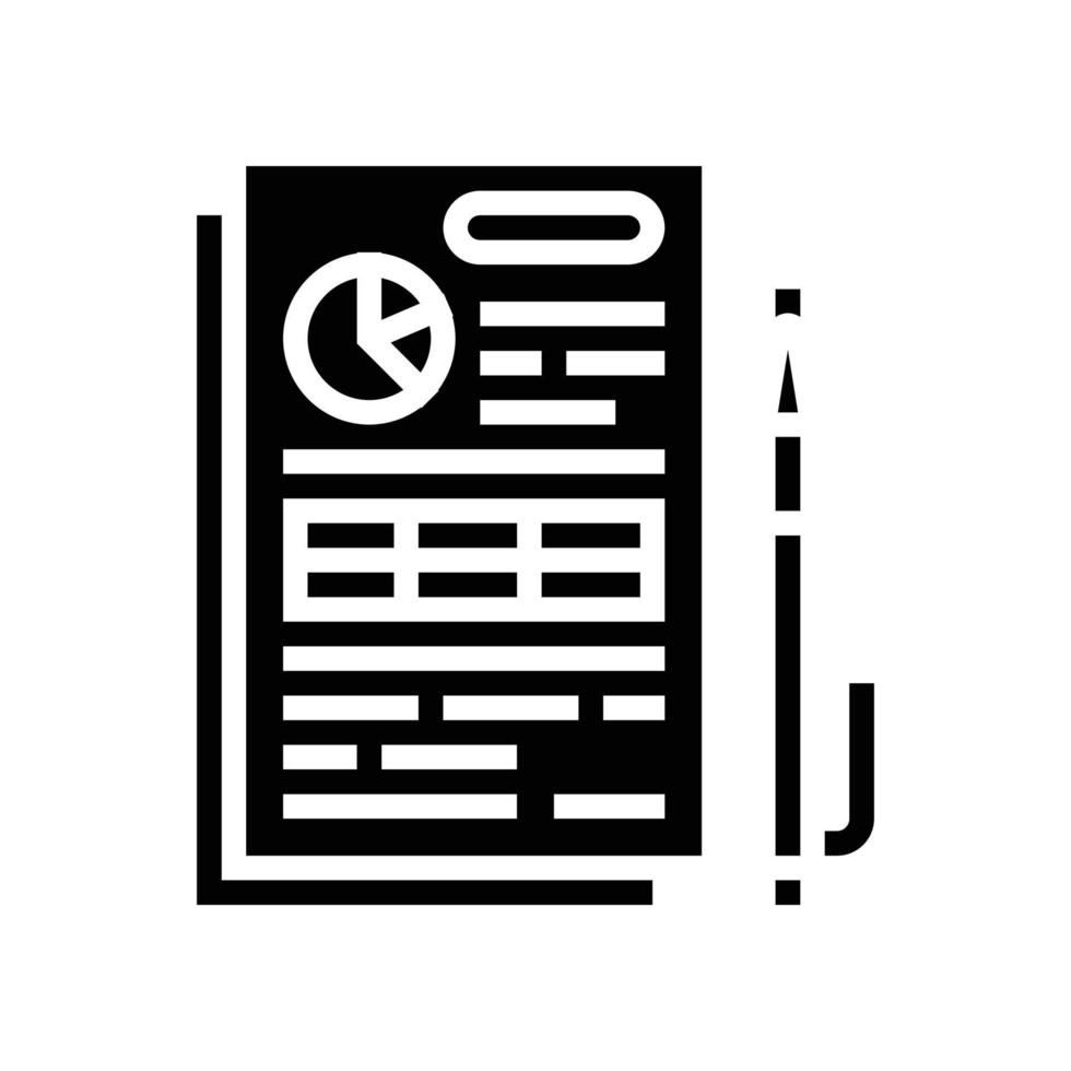 verslag doen van papier document glyph icoon vector illustratie