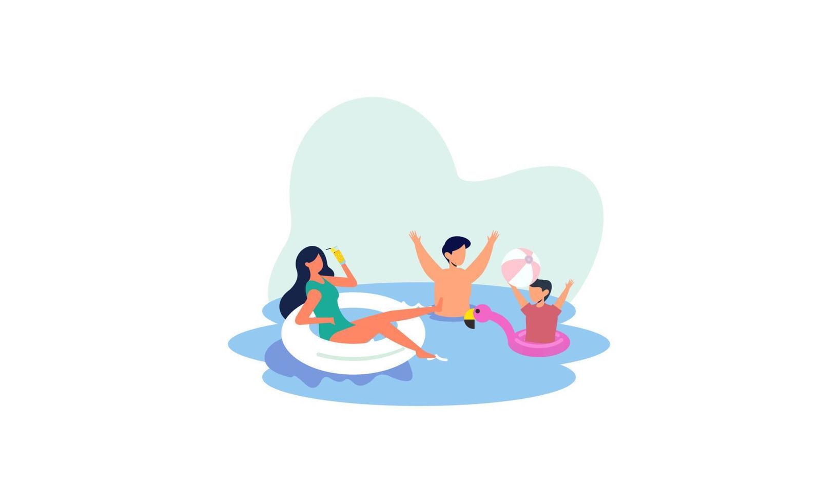 gelukkig familie recreatie actief illustratie. zomer weekend rivier- familie vector