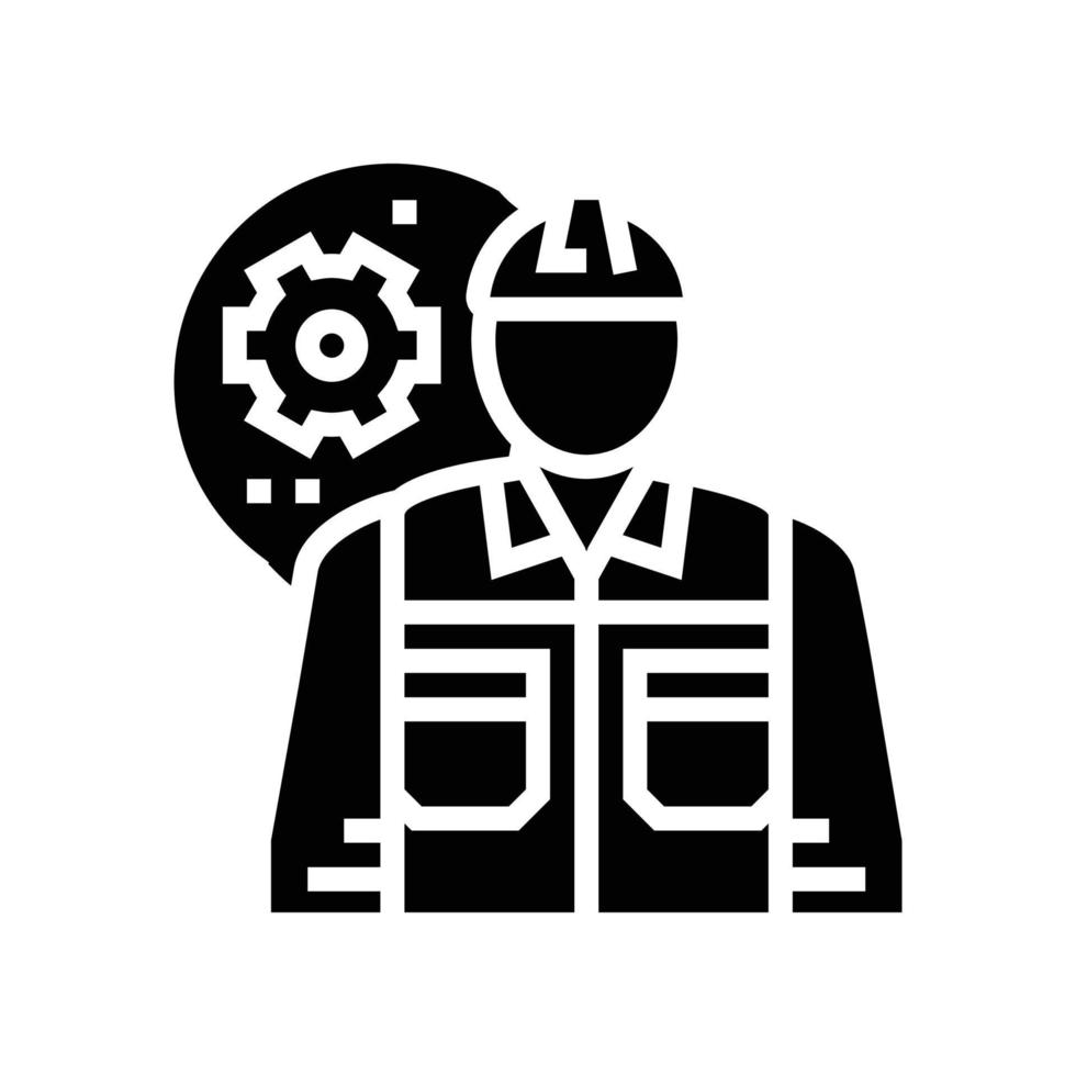 mechanisch ingenieur arbeider glyph icoon vector illustratie