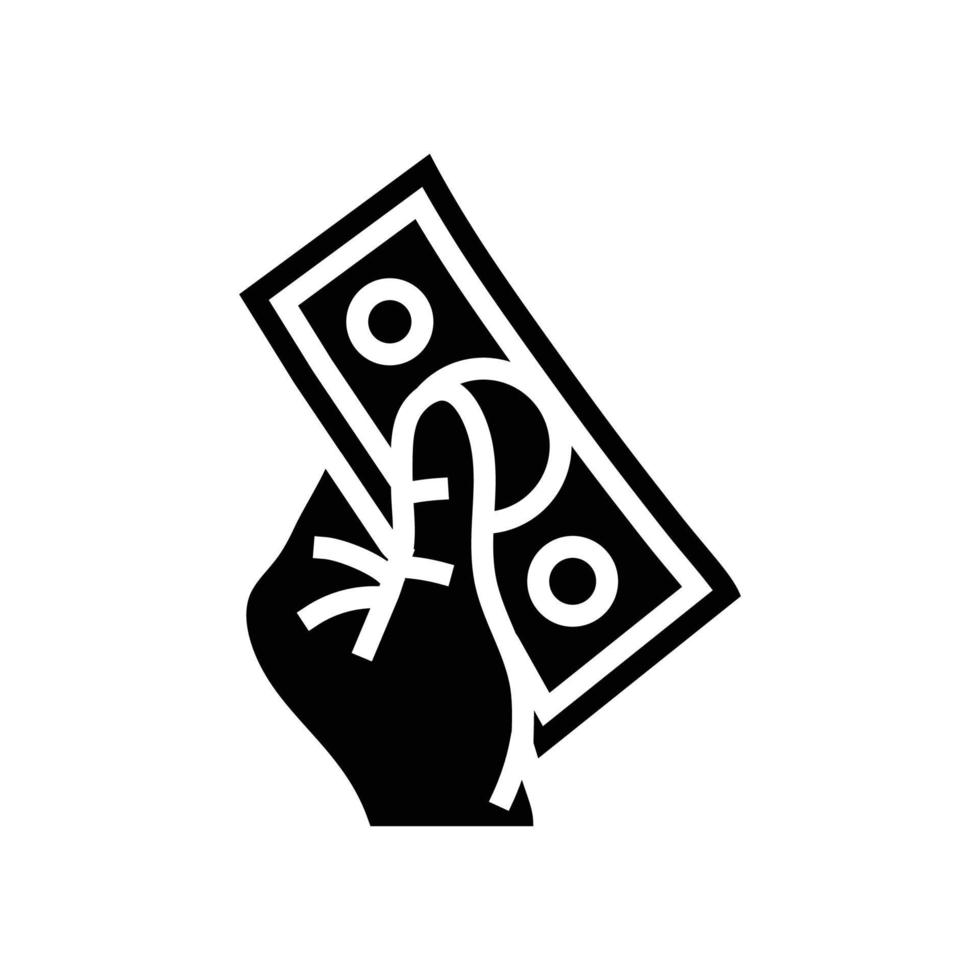 betaling geld hand- glyph icoon vector illustratie