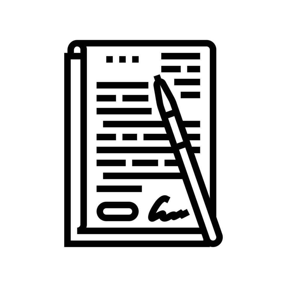 contract document papier lijn icoon vector illustratie