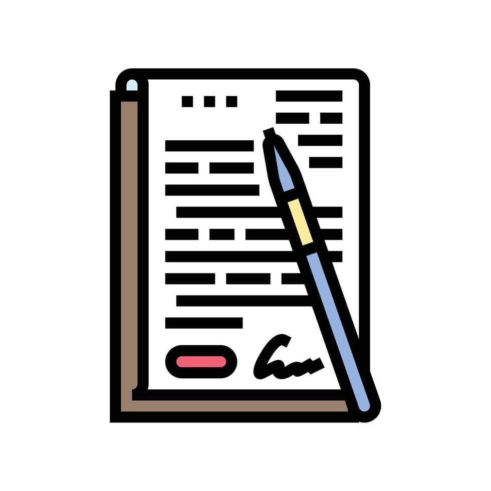 contract document papier kleur icoon vector illustratie