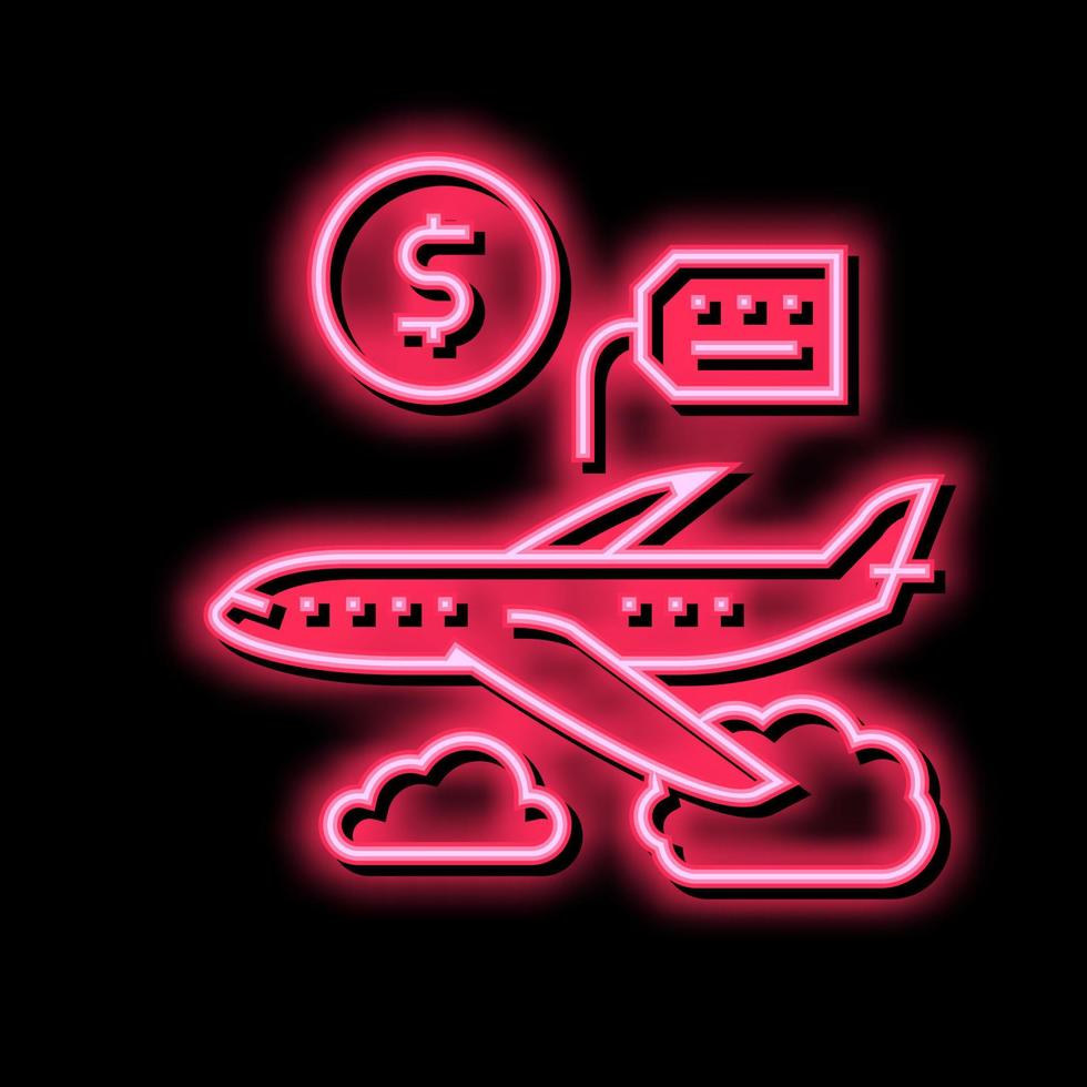 vliegtuig verhuur neon gloed icoon illustratie vector