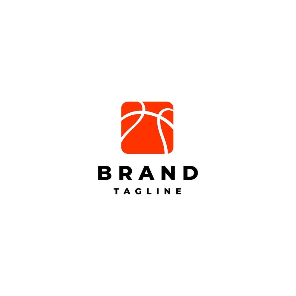 logo sjabloon over sport- is geïllustreerd met een basketbal motief in een plein vorm met een boog Bij haar hoek. basketbal motief in een plein logo ontwerp. vector