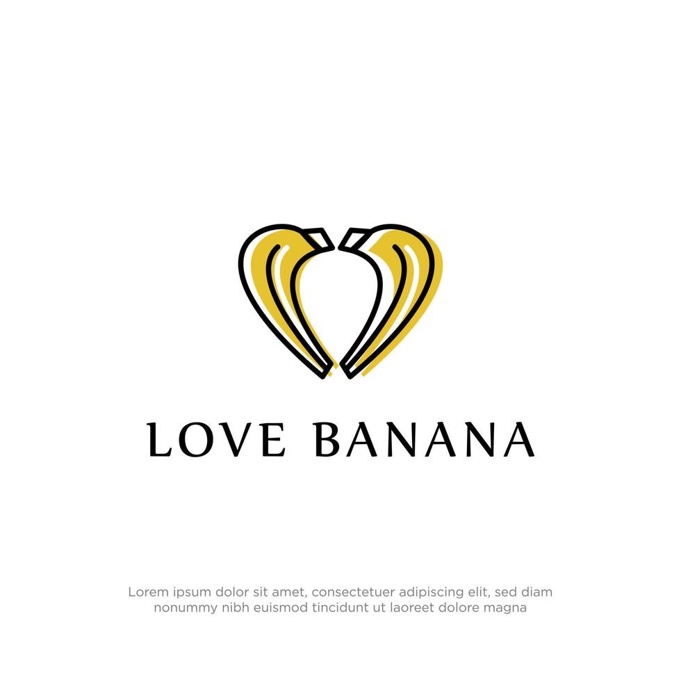 uniek logo van liefde banaan vector, banaan geliefden gezond fruit logo ontwerp vector