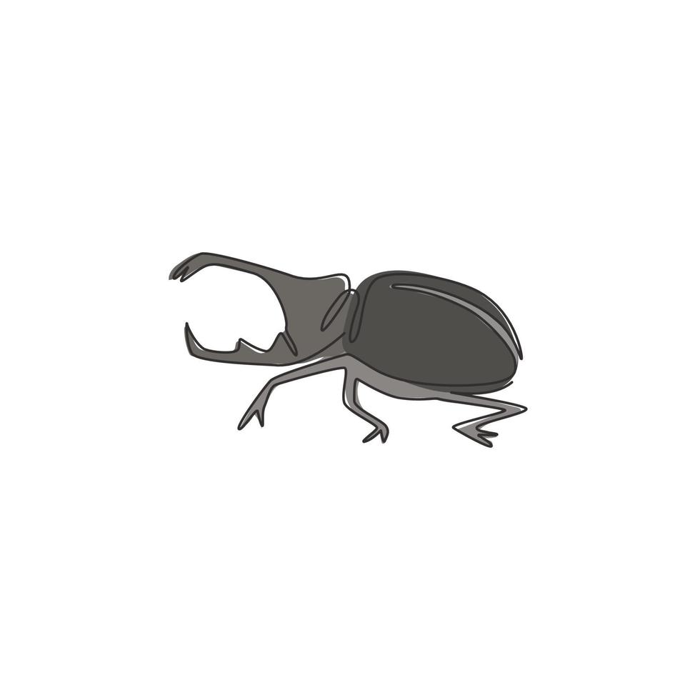 enkele lijntekening van grappige kever voor de identiteit van het bedrijfslogo. insect ongediertebestrijder mascotte concept voor ongediertebestrijding service icoon. moderne doorlopende lijn tekenen grafisch ontwerp vectorillustratie vector