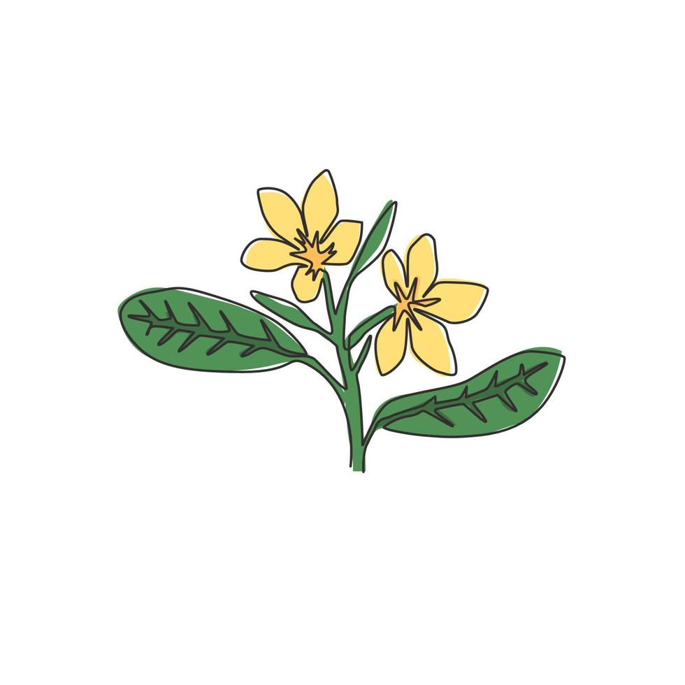 een doorlopende lijntekening schoonheid verse plumeria voor muur home decor art print poster. afdrukbare decoratieve frangipanibloem voor groen parkpictogram. moderne enkele lijn tekenen ontwerp vectorillustratie vector