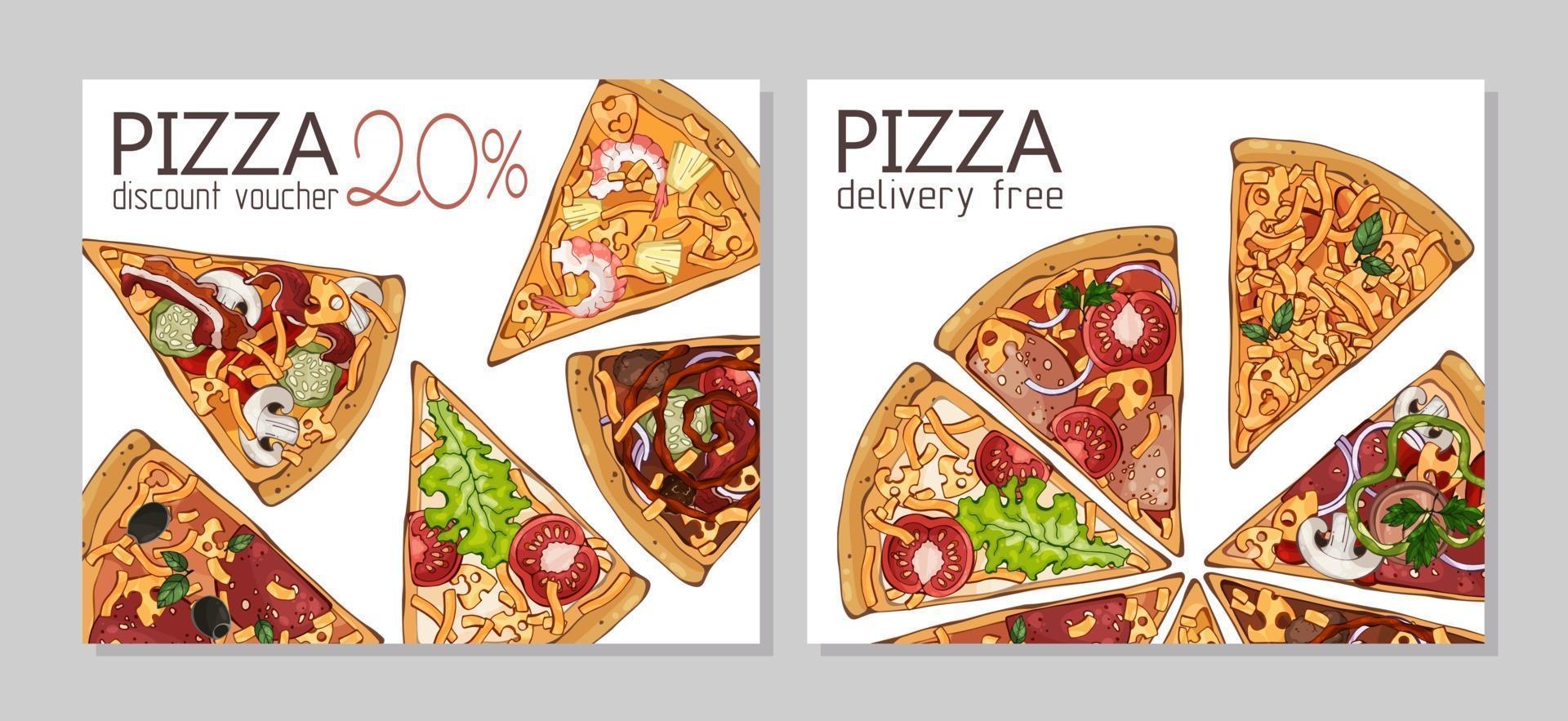 set pizza kortingsbonnen vector