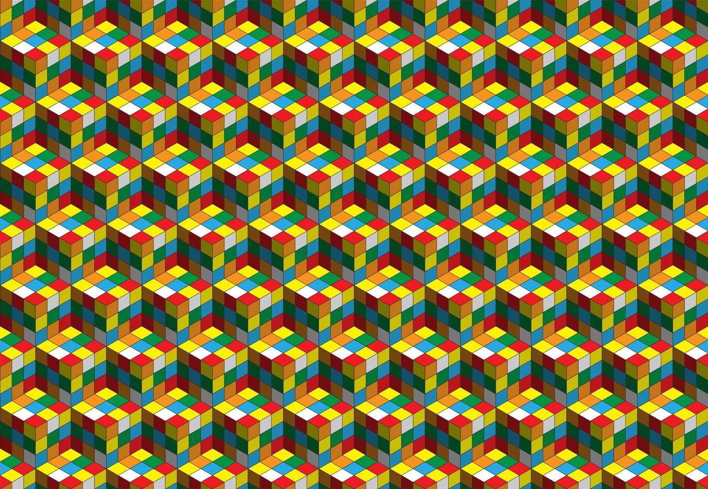magie kubus patroon naadloos ontwerp. kleur blok puzzel vector achtergrond.