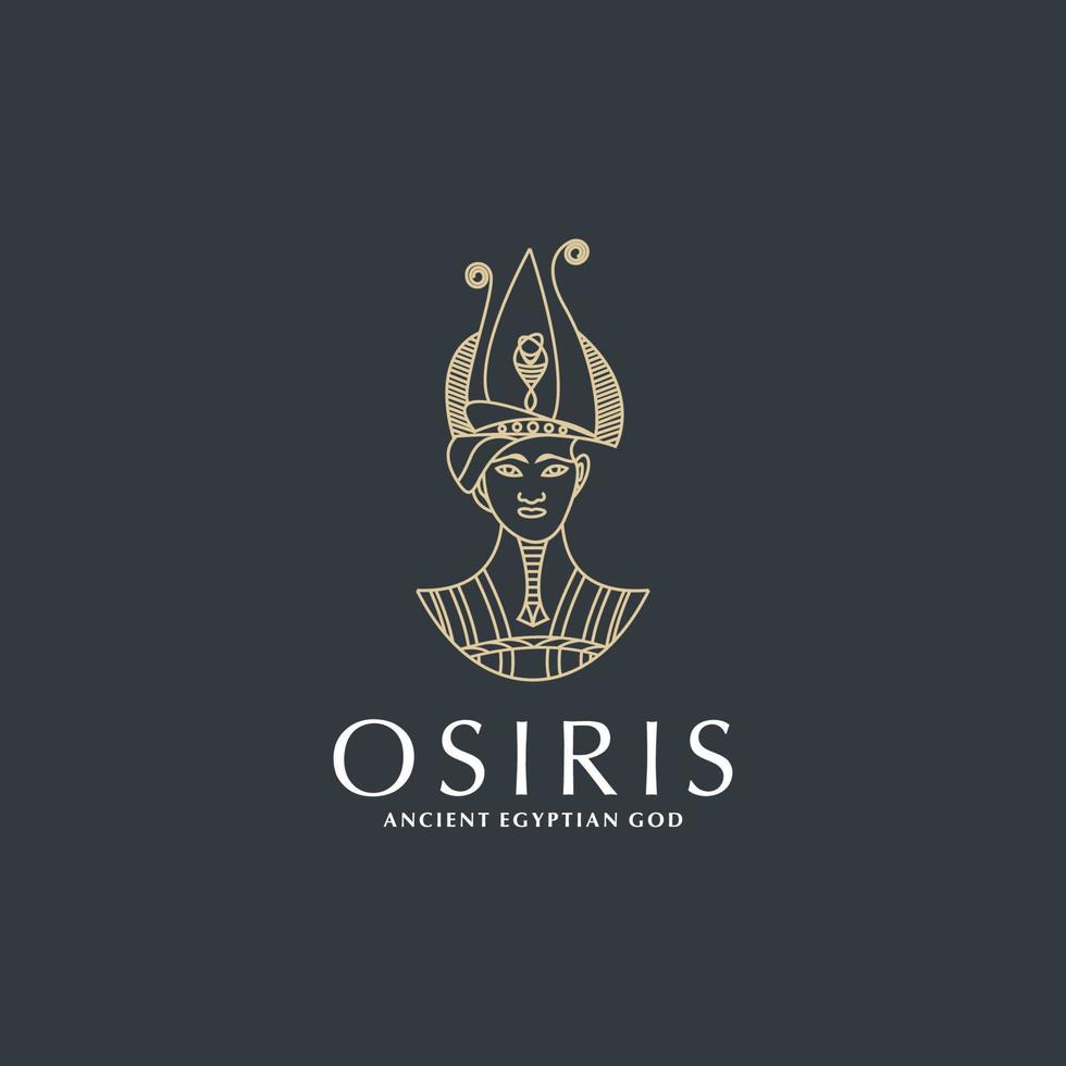 Osiris Egyptische godin lijn stijl logo icoon ontwerp sjabloon. elegant, luxe, goud, illustratie vector