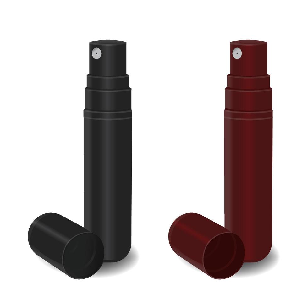 kleur plastic fles met prima de nevel geribbeld sproeier voor kunstmatig, parfum, deodorant, luchtverfrisser. vector illustratie.