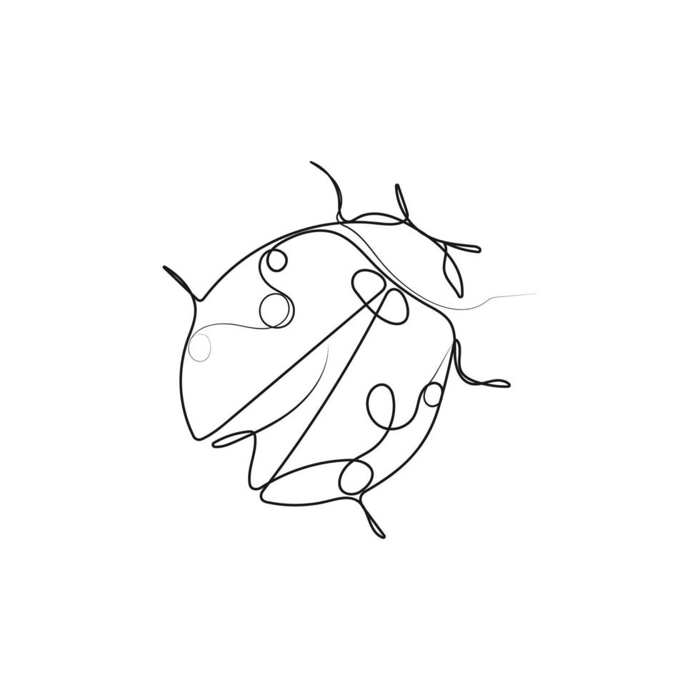lieveheersbeestje in een doorlopend lijn tekening. lieveheersbeestje, voorjaar vector illustratie.