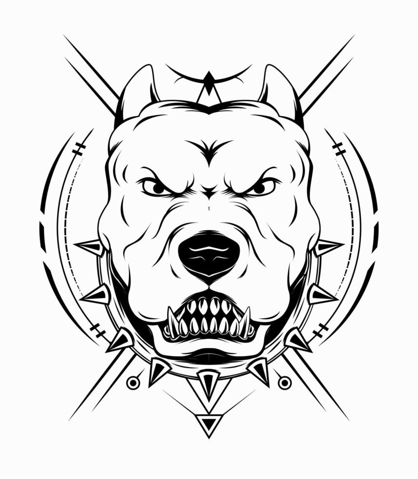 de stier hond logo zwart en wit stijl vector