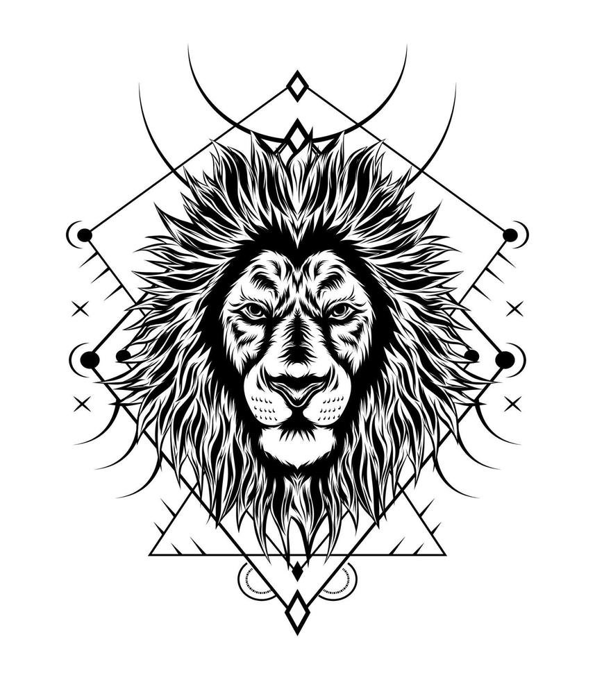 de leeuw koning vector illustratie zwart en wit stijl