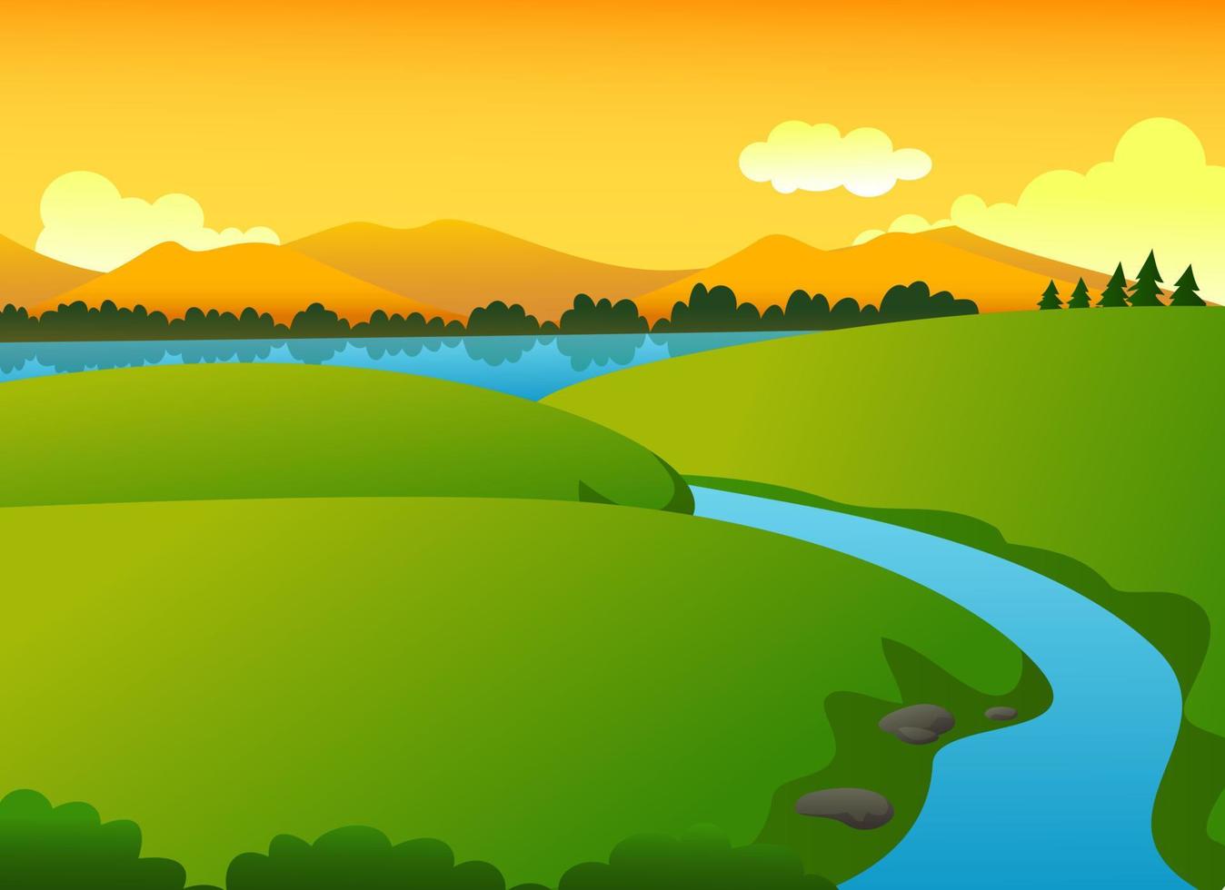 mooi natuur landschap Bij lente, vector illustratie