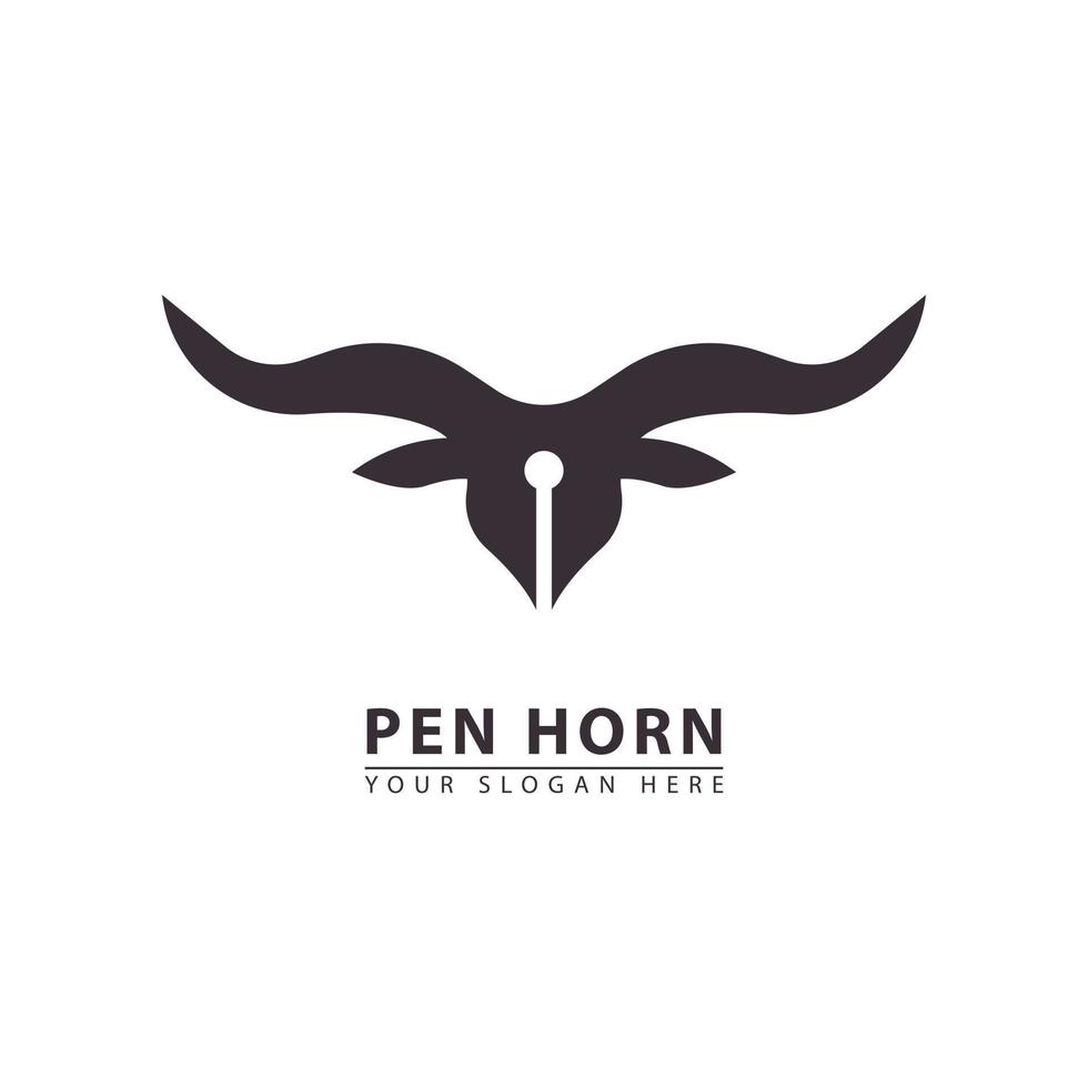 pen en stier hoorns vector logo icoon.