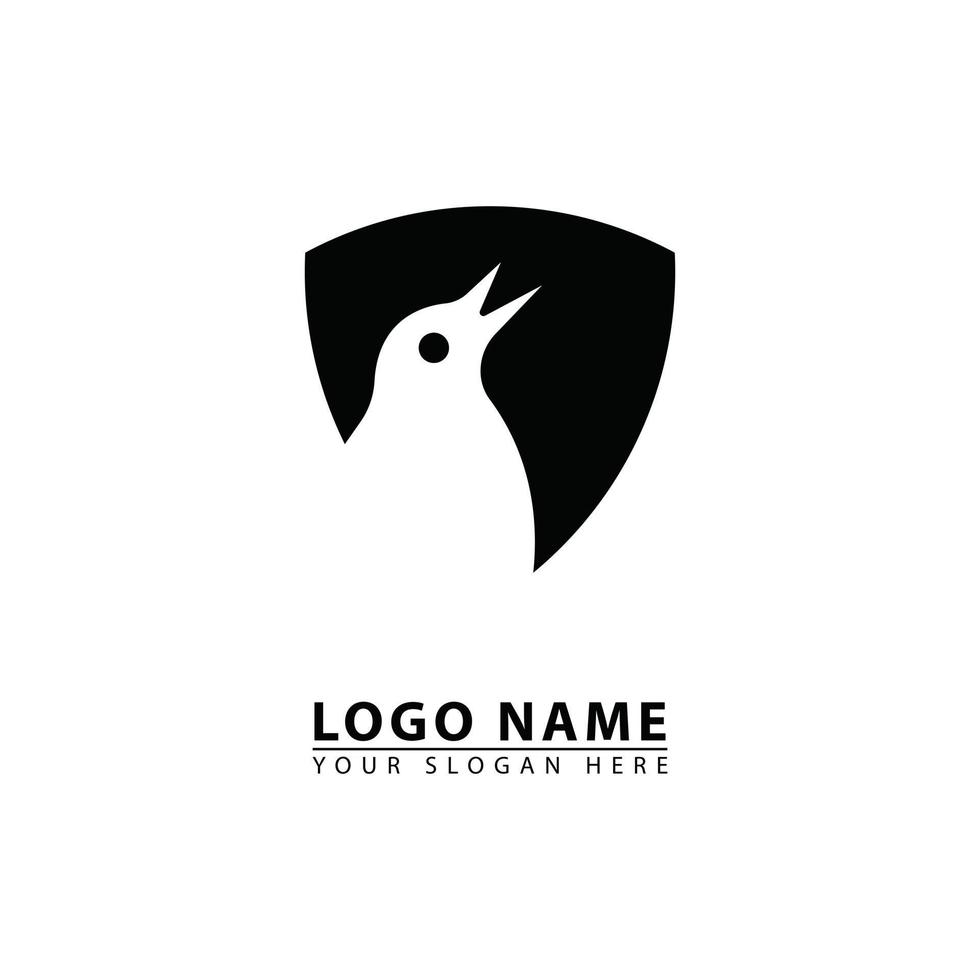 vector vogel hoofd in schild logo icoon.