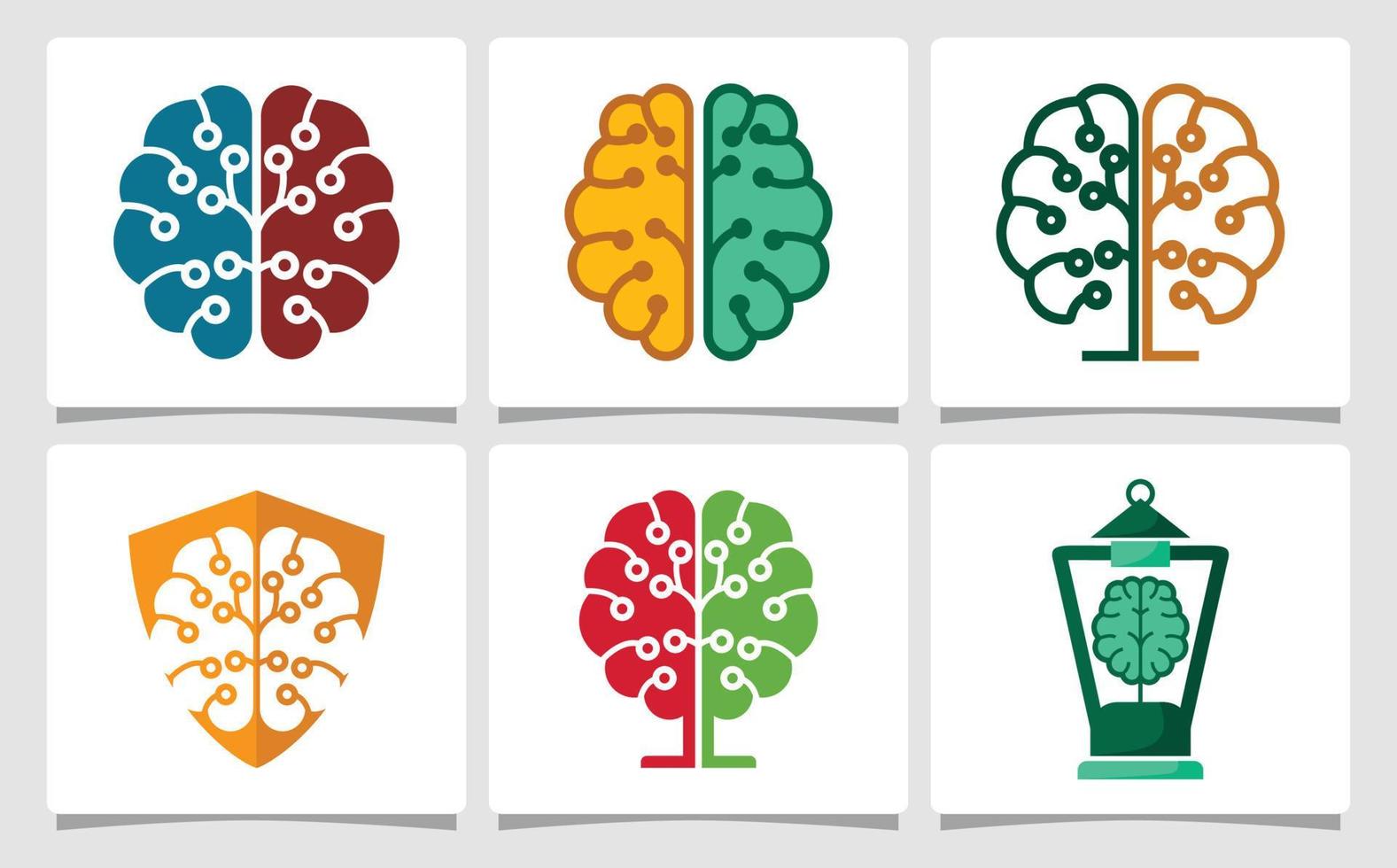 reeks hersenen logo sjabloon ontwerp inspiratie vector