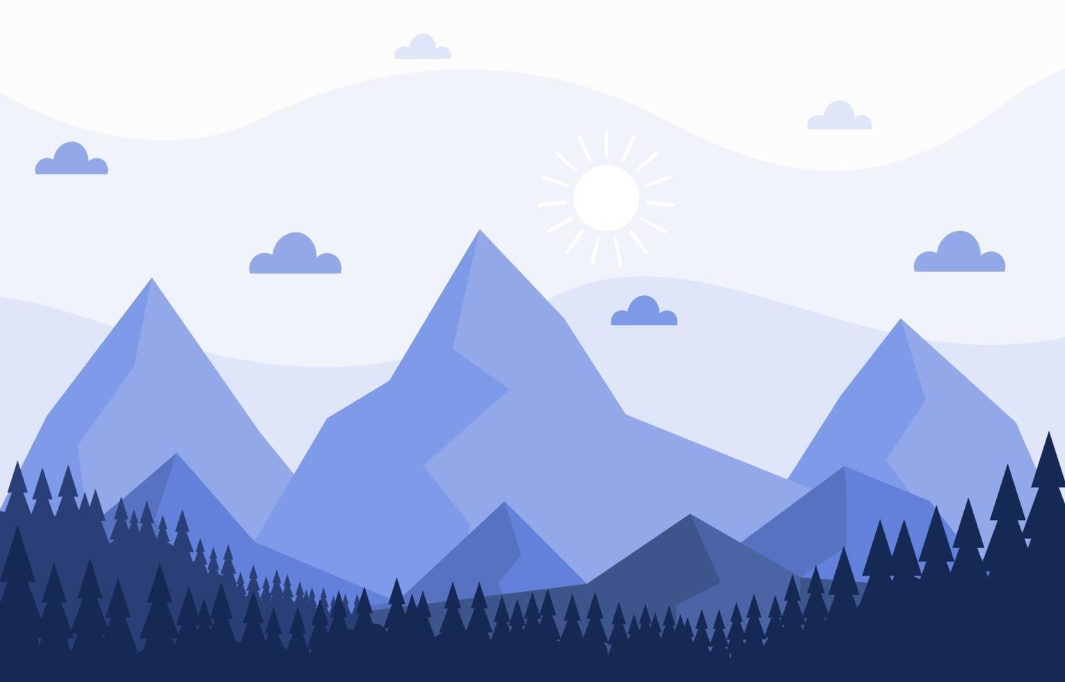 kalme berg bos natuur scène illustratie vector