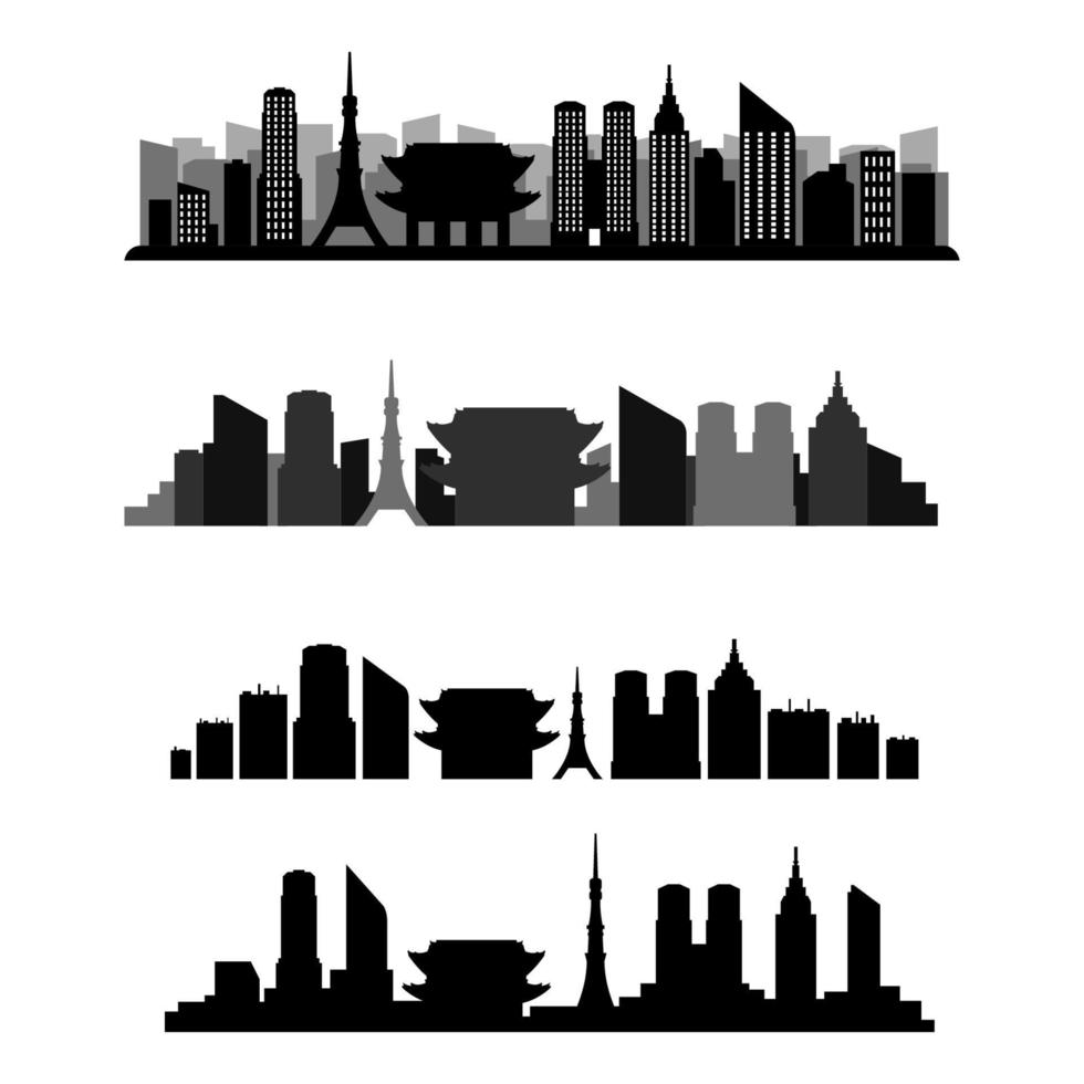 Tokyo skyline set vector