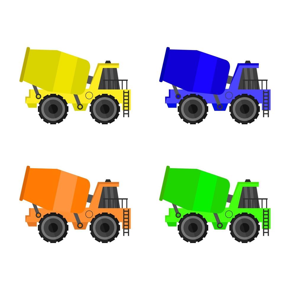 set van cement mixer op witte achtergrond vector