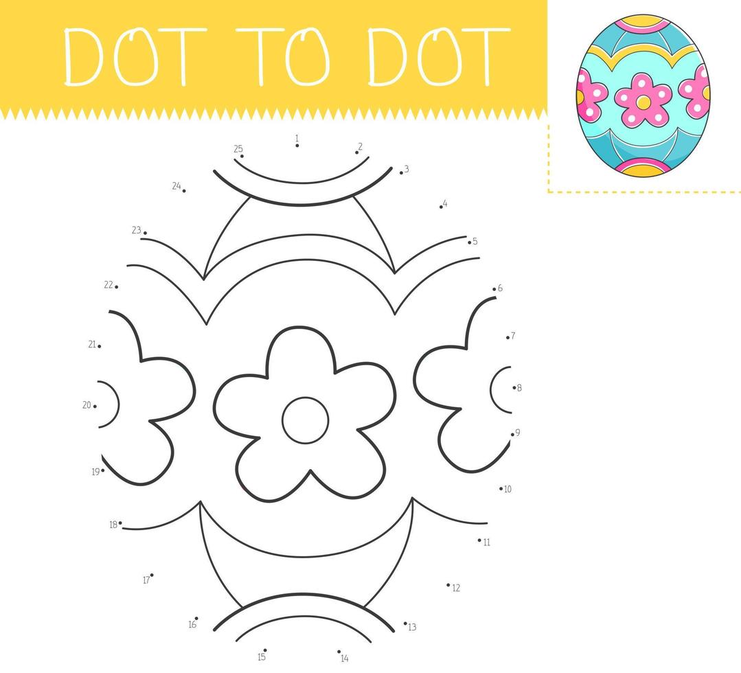 punt naar punt spel kleur boek met Pasen ei voor kinderen. kleur bladzijde met een schattig tekenfilm Pasen ei. aansluiten de dots vector illustratie.