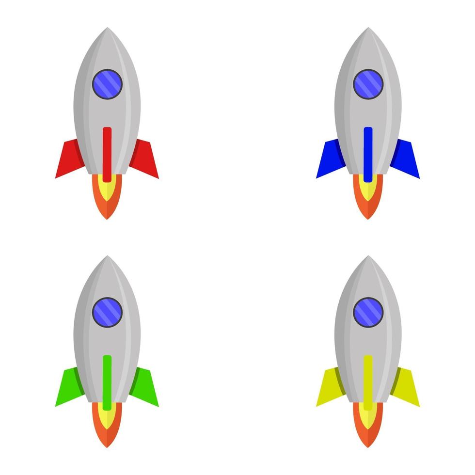 set van raketten op witte achtergrond vector