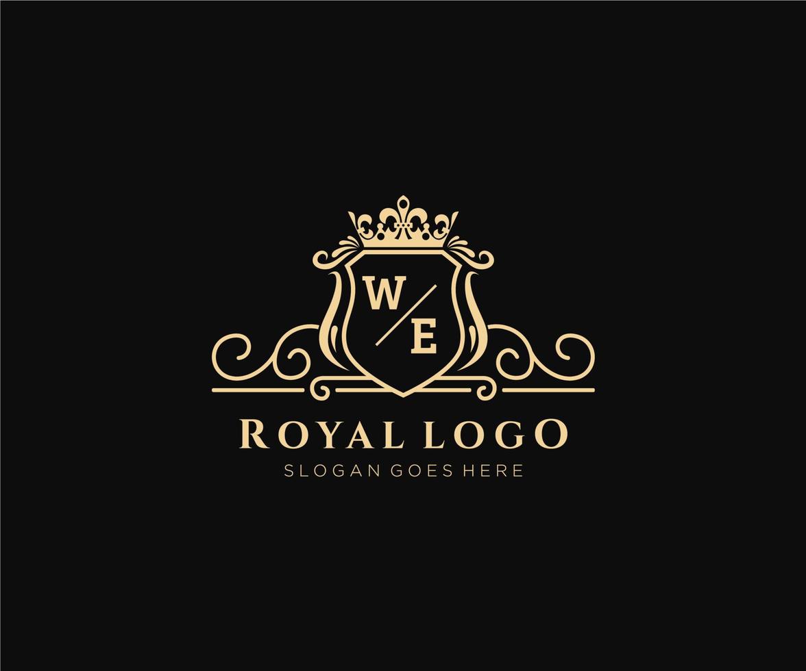 eerste wij brief luxueus merk logo sjabloon, voor restaurant, royalty, boetiek, cafe, hotel, heraldisch, sieraden, mode en andere vector illustratie.