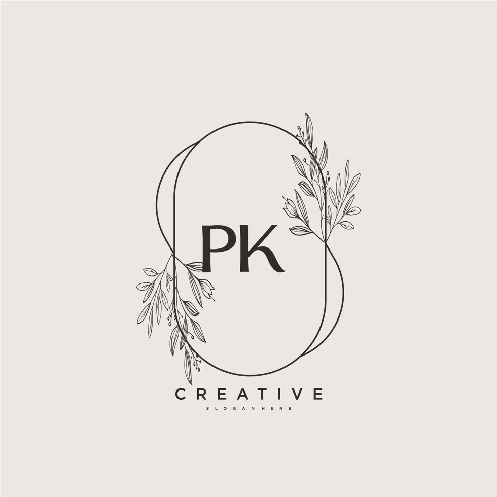 pk schoonheid vector eerste logo kunst, handschrift logo van eerste handtekening, bruiloft, mode, juwelen, boetiek, bloemen en botanisch met creatief sjabloon voor ieder bedrijf of bedrijf.