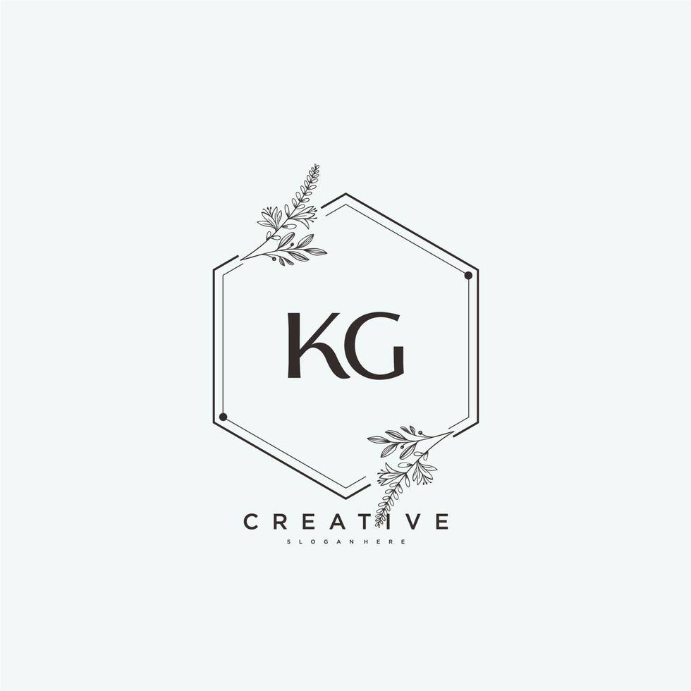 kg schoonheid vector eerste logo kunst, handschrift logo van eerste handtekening, bruiloft, mode, juwelen, boetiek, bloemen en botanisch met creatief sjabloon voor ieder bedrijf of bedrijf.