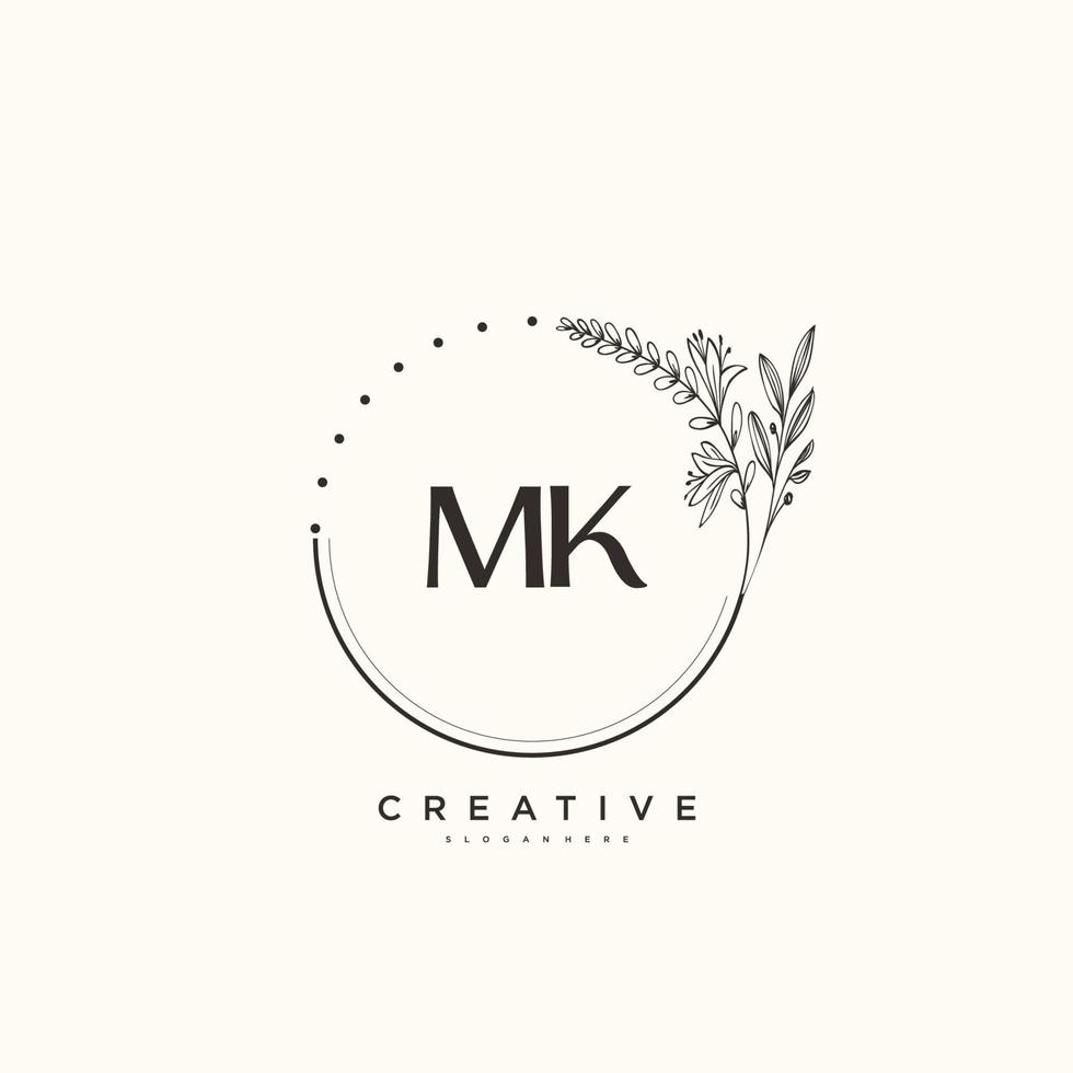 mk schoonheid vector eerste logo kunst, handschrift logo van eerste handtekening, bruiloft, mode, juwelen, boetiek, bloemen en botanisch met creatief sjabloon voor ieder bedrijf of bedrijf.