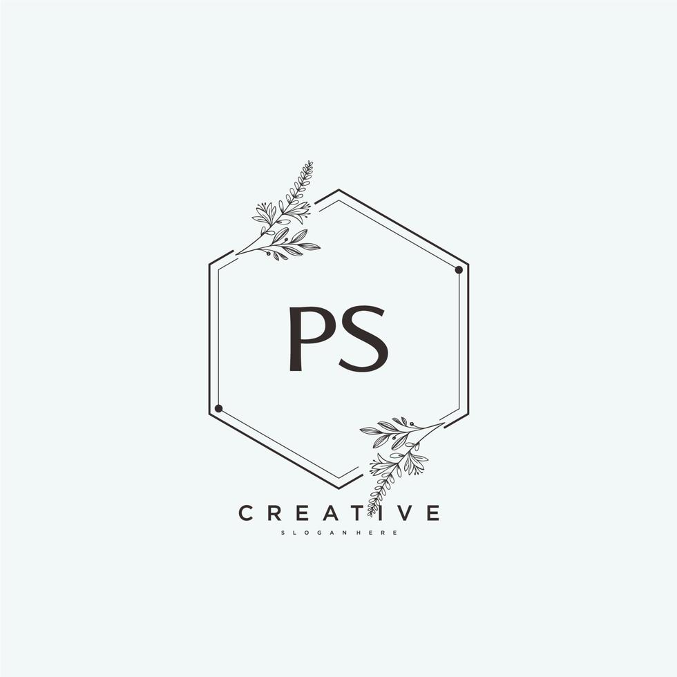 ps schoonheid vector eerste logo kunst, handschrift logo van eerste handtekening, bruiloft, mode, juwelen, boetiek, bloemen en botanisch met creatief sjabloon voor ieder bedrijf of bedrijf.