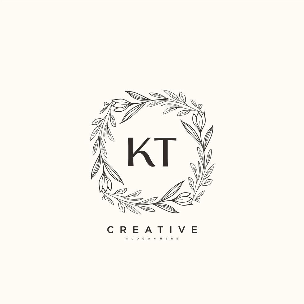 kt schoonheid vector eerste logo kunst, handschrift logo van eerste handtekening, bruiloft, mode, juwelen, boetiek, bloemen en botanisch met creatief sjabloon voor ieder bedrijf of bedrijf.