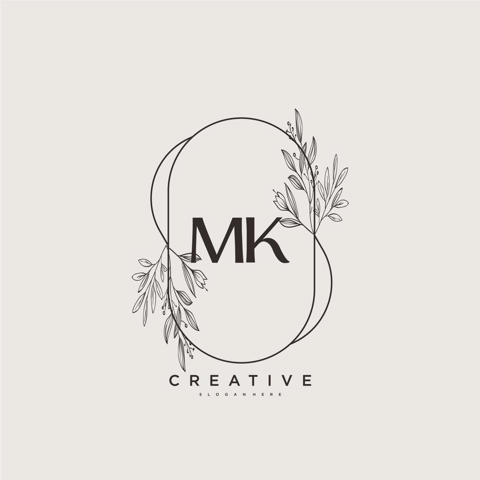 mk schoonheid vector eerste logo kunst, handschrift logo van eerste handtekening, bruiloft, mode, juwelen, boetiek, bloemen en botanisch met creatief sjabloon voor ieder bedrijf of bedrijf.