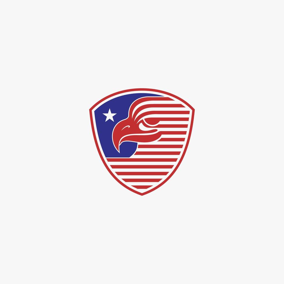 Amerikaans adelaar en schild gemakkelijk logo vector