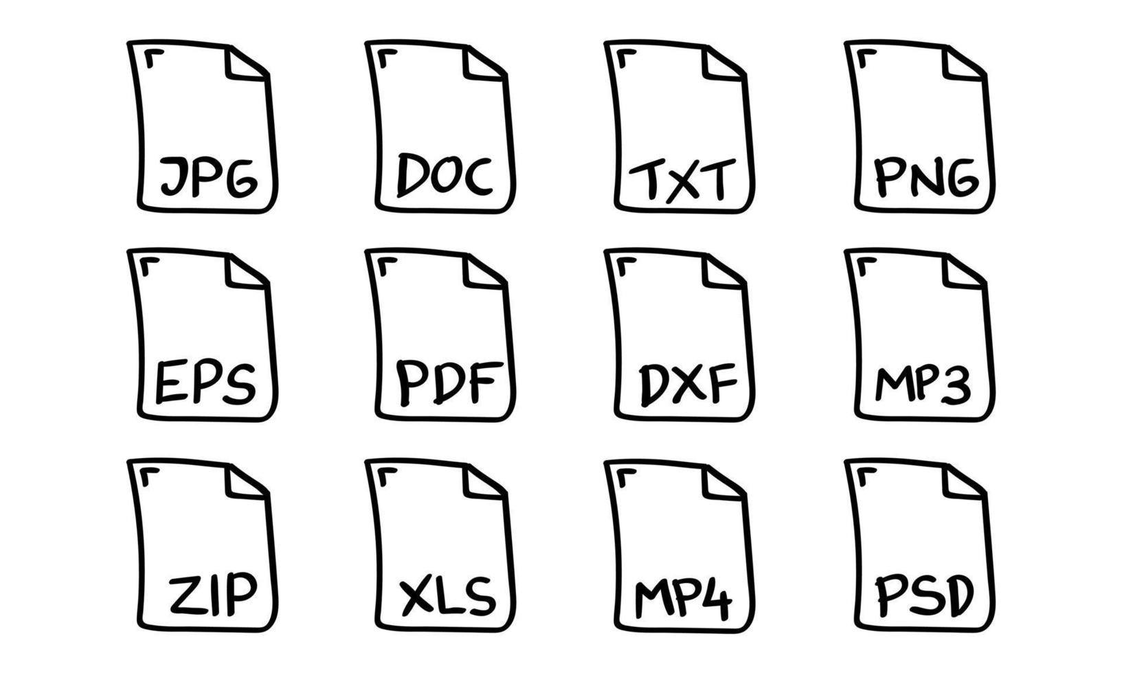 hand- getrokken het dossier types icoon vector