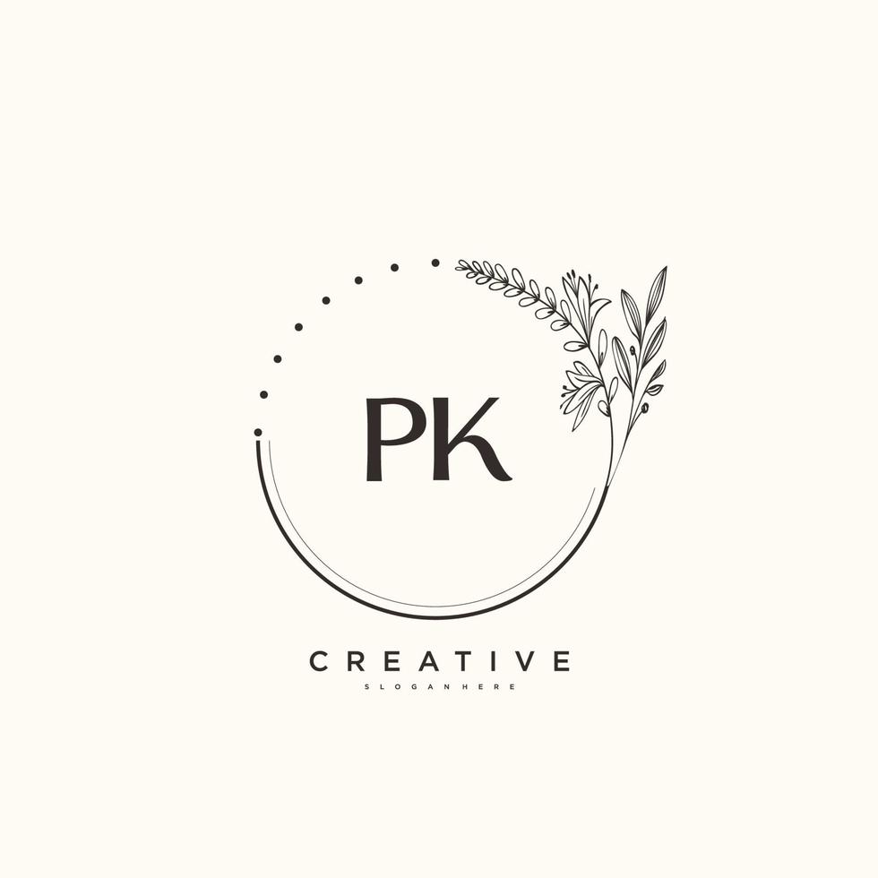 pk schoonheid vector eerste logo kunst, handschrift logo van eerste handtekening, bruiloft, mode, juwelen, boetiek, bloemen en botanisch met creatief sjabloon voor ieder bedrijf of bedrijf.