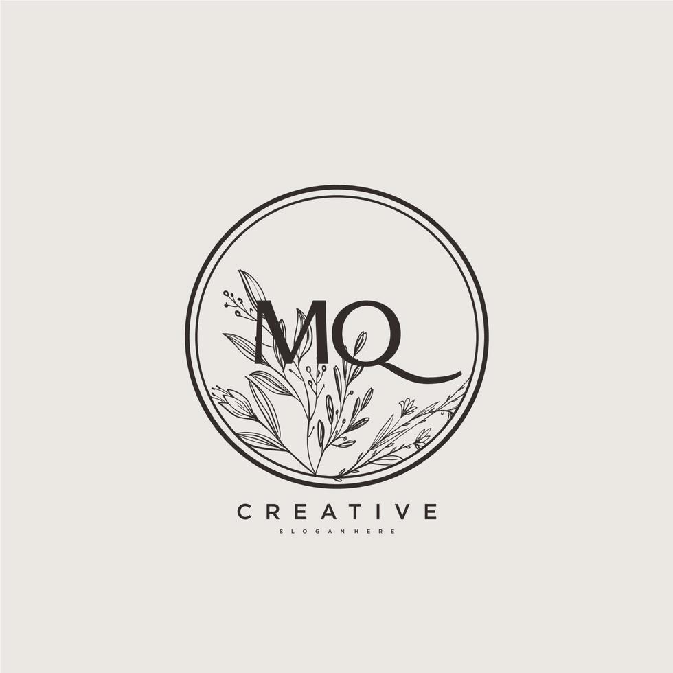 mq schoonheid vector eerste logo kunst, handschrift logo van eerste handtekening, bruiloft, mode, juwelen, boetiek, bloemen en botanisch met creatief sjabloon voor ieder bedrijf of bedrijf.