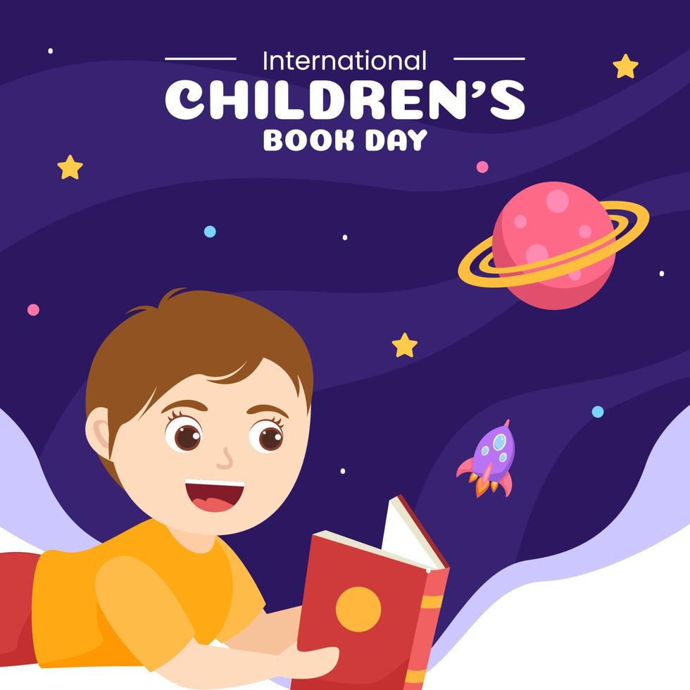 Internationale kinderen boek dag sociaal media achtergrond illustratie tekenfilm hand- getrokken Sjablonen vector