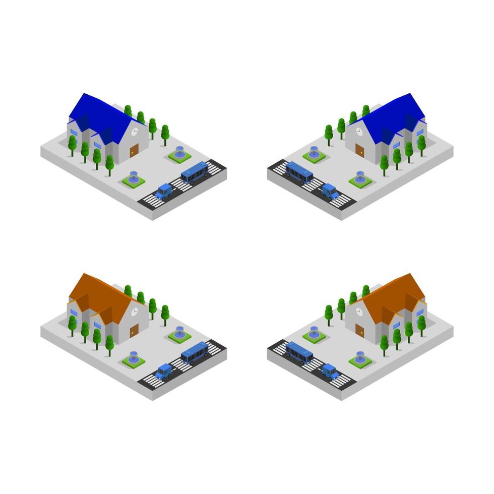 isometrische school ingesteld op witte achtergrond vector